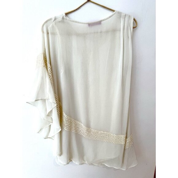 Narcisa Lang Women Ivory Sleeveless Blouse S Sequin - Picture 7 of 11